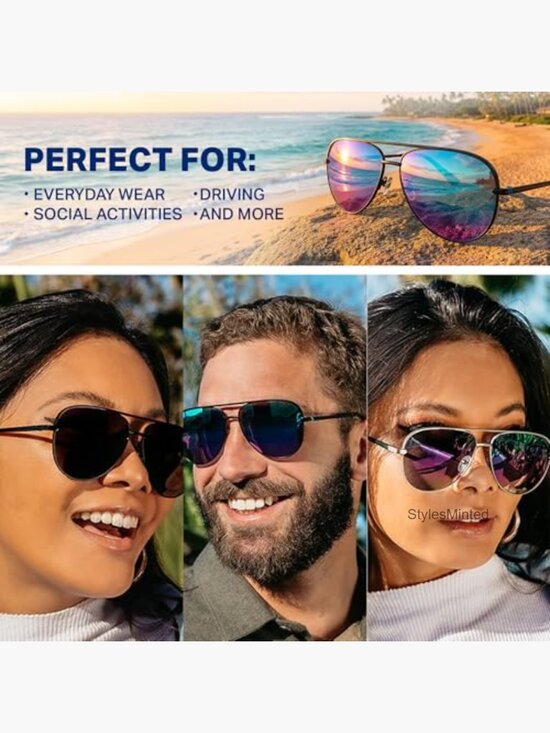 Modern Aviator Polarized Sunglasses Metal Frame UV Protection main image 7
